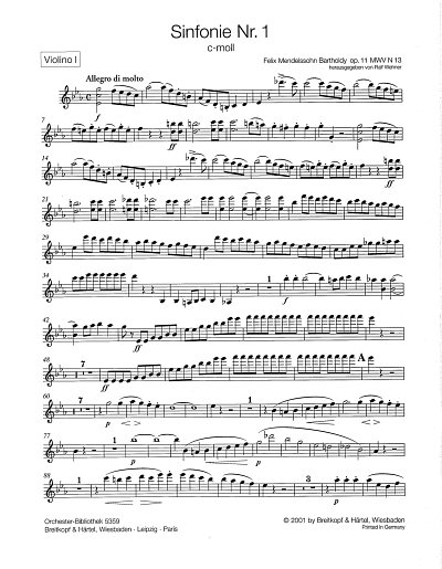 F. Mendelssohn Barth: Sinfonie Nr. 1 c-moll op., Sinfo (Vl1)