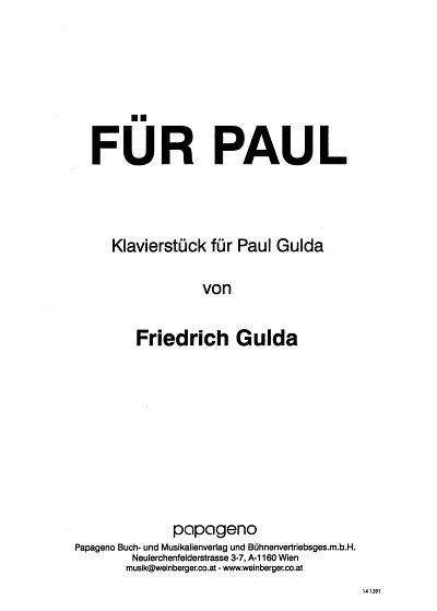 F. Gulda: Für Paul, Klav (EA)