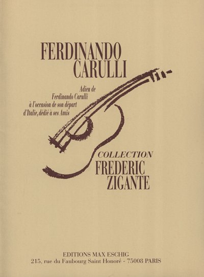 F. Carulli: Adieu De Carulli Guitare  (Part.)