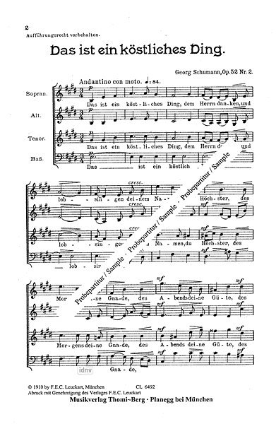 G.A. Schumann: Das ist ein köstliches Ding op. 52/2