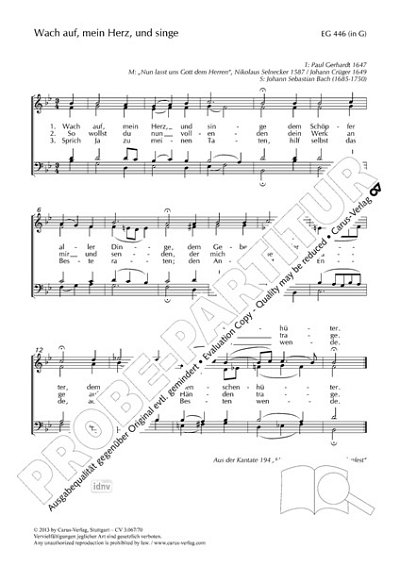 DL: J.S. Bach: Wach auf, mein Herz, und singe B-Du, GCh4 (Pa
