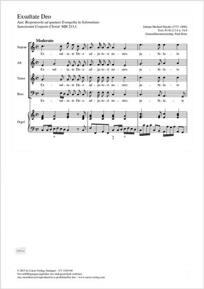 M. Haydn y otros.: Exsultate Deo C-Dur MH 213,1 (1775)