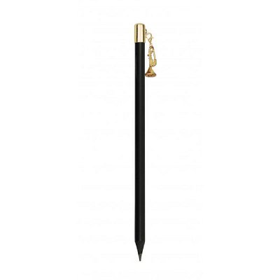 Bleistift mit Anhänger Trompete (schwarz-gold)