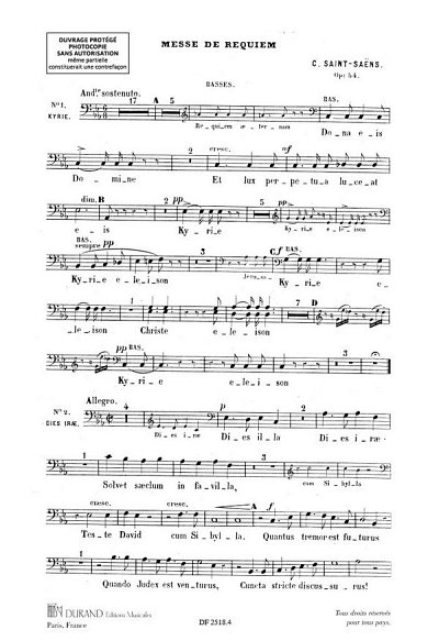 C. Saint-Saëns: Messe De Requiem Choeurs Basses, Ch