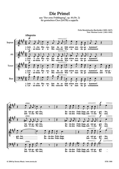 DL: F. Mendelssohn Bartholdy: Die Primel aus: 