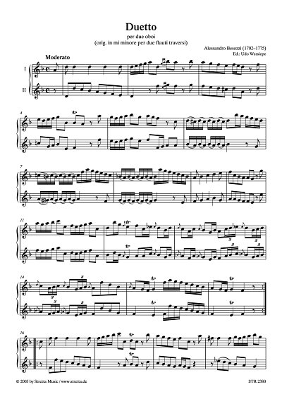 DL: A. Besozzi: Duetto eingerichtet fuer zwei Oboen / (Orig.