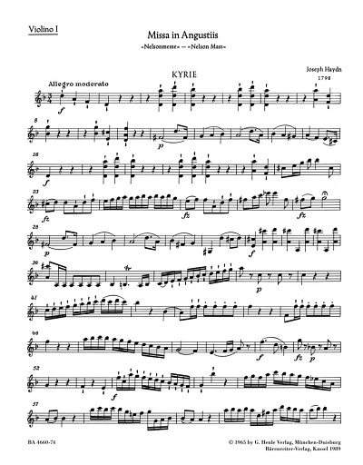 J. Haydn: Missa in Angustiis Hob. XXII:1, 4GesGchOrchO (Vl1)