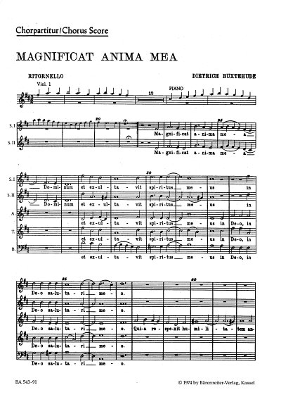 D. Buxtehude: Magnificat anima mea BuxWV An, GchStrBc (Chpa)