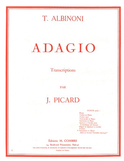 T. Albinoni: Adagio, SaxKlav (KlavpaSt)