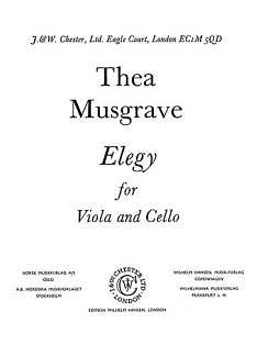 T: Musgrave: Elegy For Viola And Cello