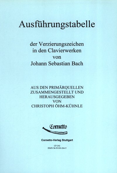 J.S. Bach: Tabelle der Verzierungszeichen, Cemb/Org