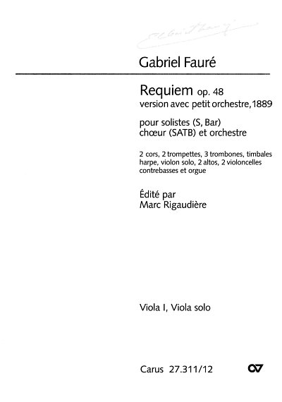 G. Fauré: Requiem op. 48, 2GsGchOrchOr (Vla1)