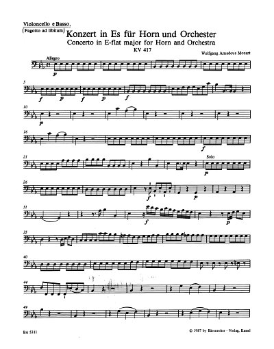 W.A. Mozart: Konzert für Horn und Orchester Nr. 2 Es-Dur KV 417