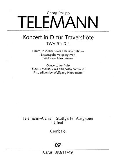 G.P. Telemann: Konzert in D fuer Traversfloete TVWV 51:D4 / 
