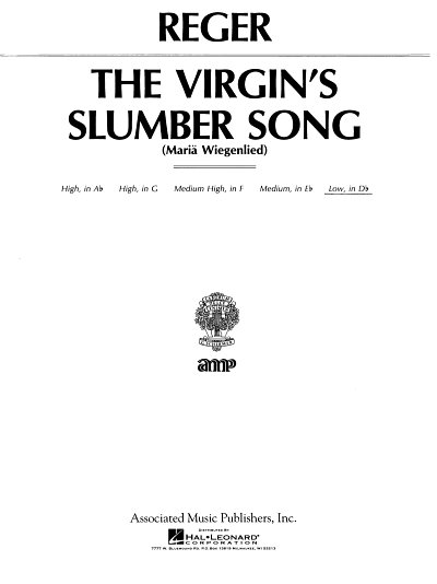 M. Reger: Virgin's Slumber Song, GesTiKlav (Bu)
