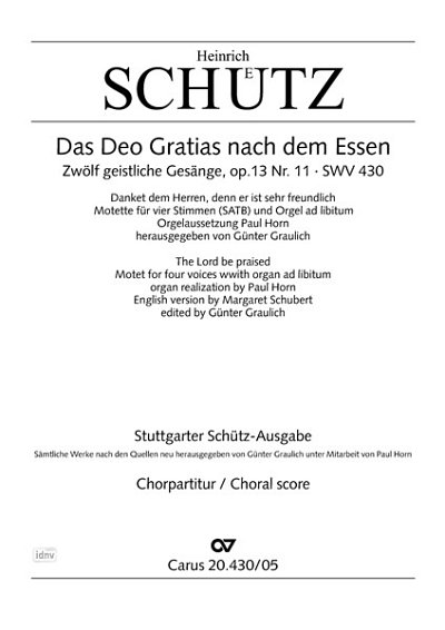 DL: H. Schütz: Das Deo gratias nach dem Essen (Part.)