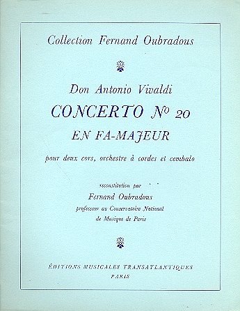 A. Vivaldi: Concerto N°20, En Fa Majeur (Bu)