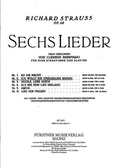 DL: R. Strauss: Sechs Lieder nach Gedichten von Clemens Bre 