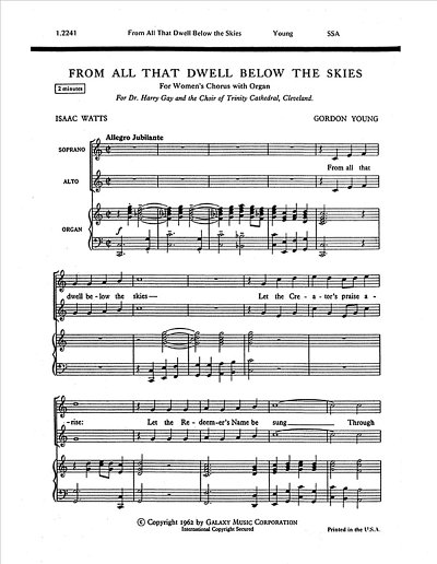 G. Young: From All That Dwell Below the Skie, FchOrg (Part.)