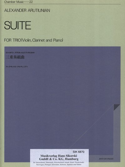 A.A. Grigorjewitsch: Suite für Violine, Klarinette u (Pa+St)