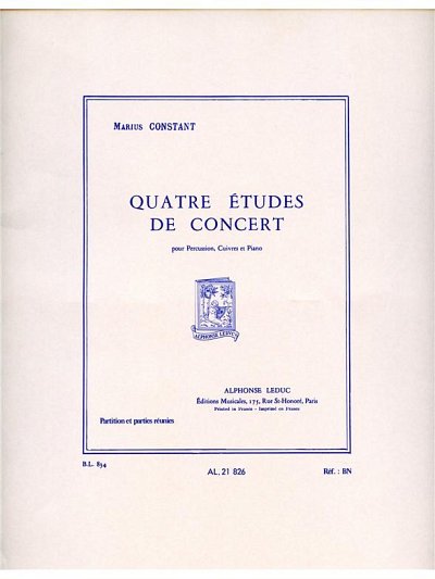 M. Constant: Marius Constant: 4 Etudes de Concert (Part.)