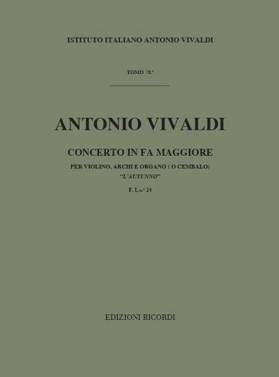 Conc. Per Vl.Archi E Bc: In Fa L'Autunno Op.V, Sinfo (Part.)