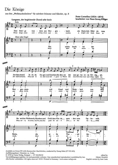 P. Cornelius: Drei Könige wandern G-Dur op. 8 (1856)