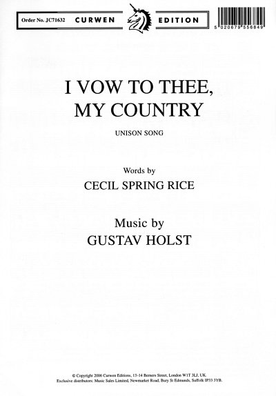 G. Holst: I vow to thee my Country, GesKlav