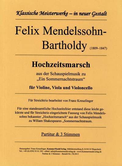 F. Mendelssohn Barth: Hochzeitsmarsch op 61, VlVlaVc (Pa+St)