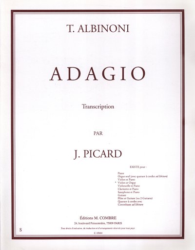 T. Albinoni: Adagio g-moll, VlOrg (OrpaSt)