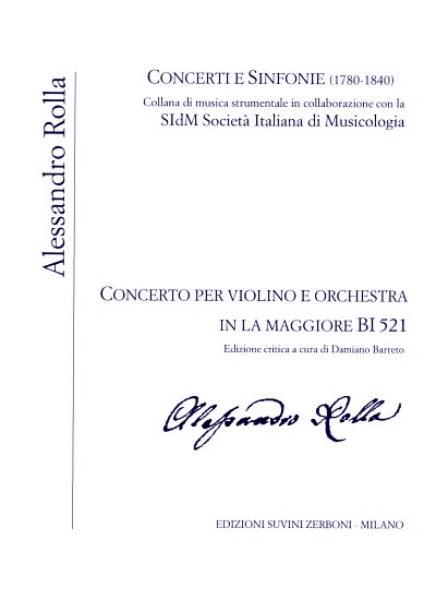 A. Rolla: Concerto in La maggiore BI 521, VlOrch (Part.)