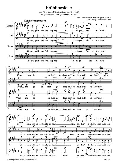 DL: F. Mendelssohn Bartholdy: Fruehlingsfeier, op. 48 Nr. 3