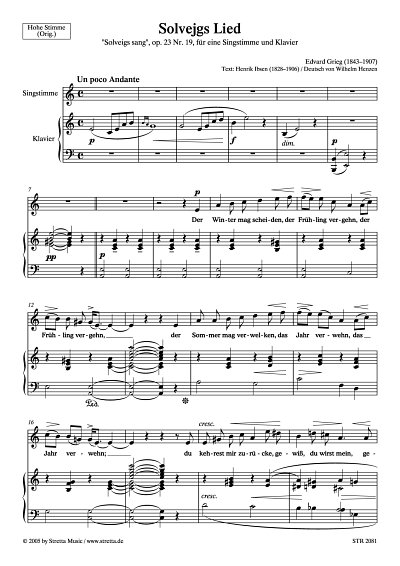 DL: E. Grieg: Solvejgs Lied op. 23, Nr. 19