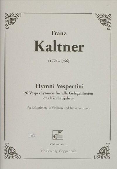Kaltner Franz: Hymni Vespertini Musik Aus Ostbayern 65