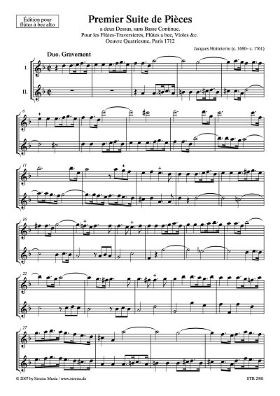 DL: J.-M. Hottetterre: Premier Suite de Pieces a deux Dessus