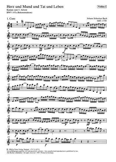 J.S. Bach: Herz und Mund und Tat und Leben BWV 147a; Kantate