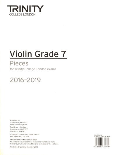 Violin Exam Pieces Grade 7 2016–2019 (part only)