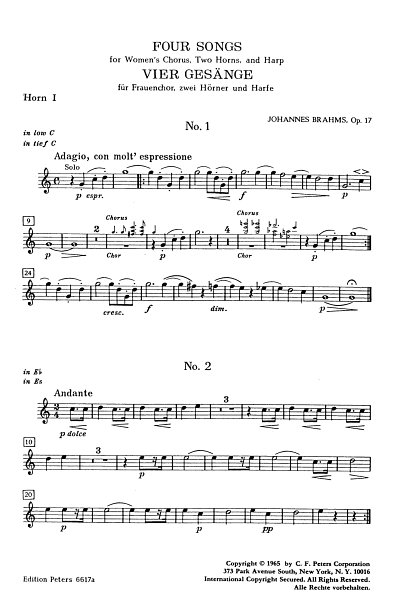 J. Brahms: 4 Gesaenge Op 17