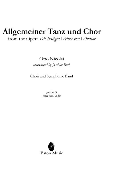 O. Nicolai: Allgemeiner Tanz und Chor (Pa+St)