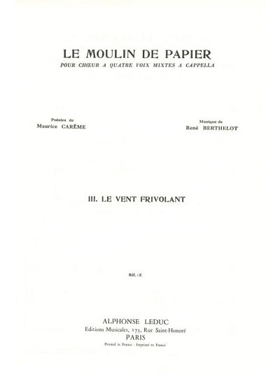 R. Berthelot: Le Moulin de Papier No.3 - Lam, GchKlav (Chpa)
