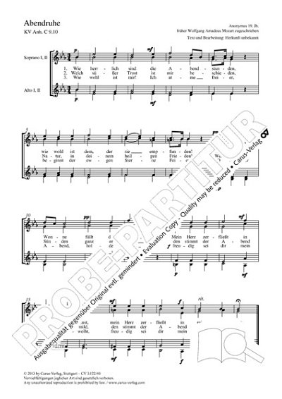 DL: W.A. Mozart: Abendruhe Es-Dur KV Anh C 9.10 (Part.)
