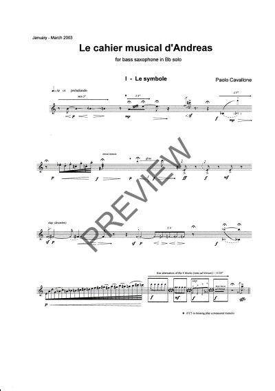 DL: P. Cavallone: Le cahier musical d'Andreas, Bsax (Part.)
