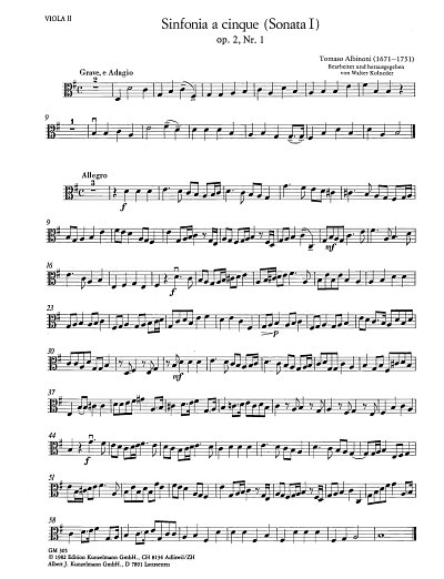 T. Albinoni: Sinfonia a cinque (Sonata 1) op. 2, Stro (Vla2)