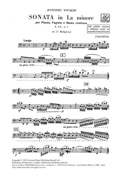 A. Vivaldi: Sonata in La Min. Rv 86 per Flauto, Fag (Stsatz)