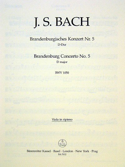J.S. Bach: Brandenburgisches Konzert Nr., CmbFlVlStrBc (Vla)