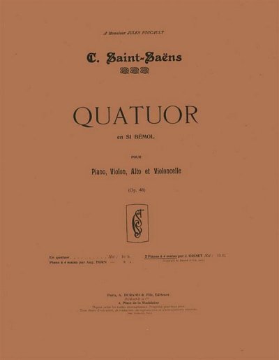 C. Saint-Saëns: Quatuor Op 41 2 Pianos 4Ms, Klav4m (Sppa)