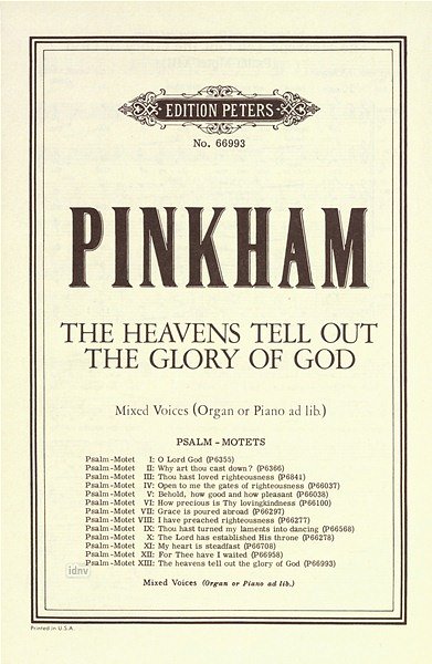D. Pinkham: Psalm The Heavens Tell Out The Glory Of God