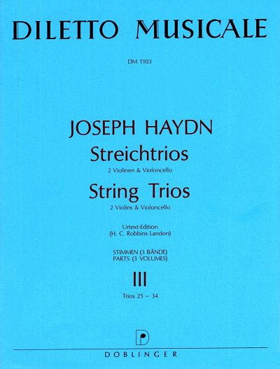J. Haydn: Streichtrios  Band 3: Trios 25-34 / Urtext-Edition