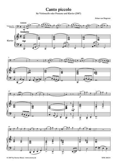 DL: J. v. Slageren: Canto piccolo fuer Violoncello oder Posa