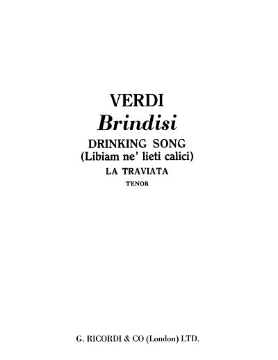 G. Verdi: Brindisi (Traviata) Song (T) Key A-flat , GesKlav